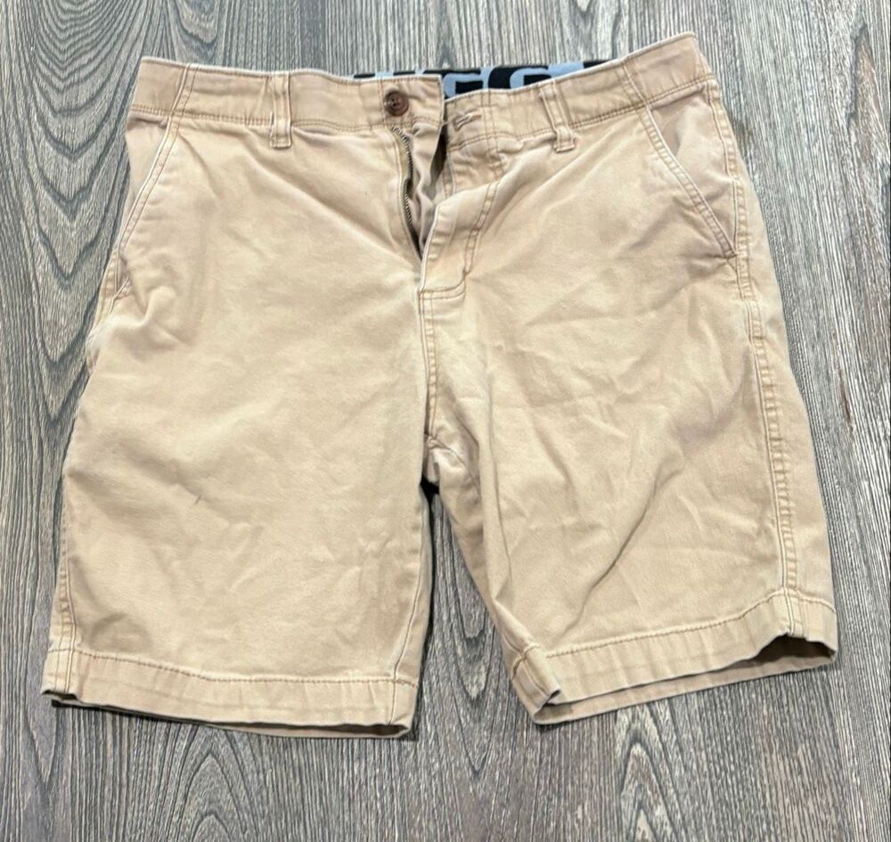 UGG Mens Chino Shorts Mid Rise Flat Front Stretch Casual Khaki Tan Size 33